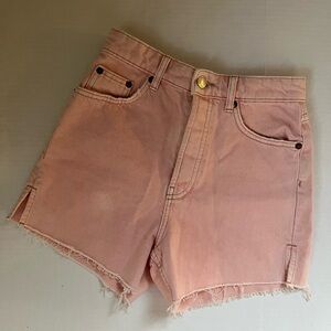 Zara high waist cut off pink denim shorts button fly size 4